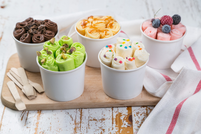 Selection of Different Rolled Ice Creams